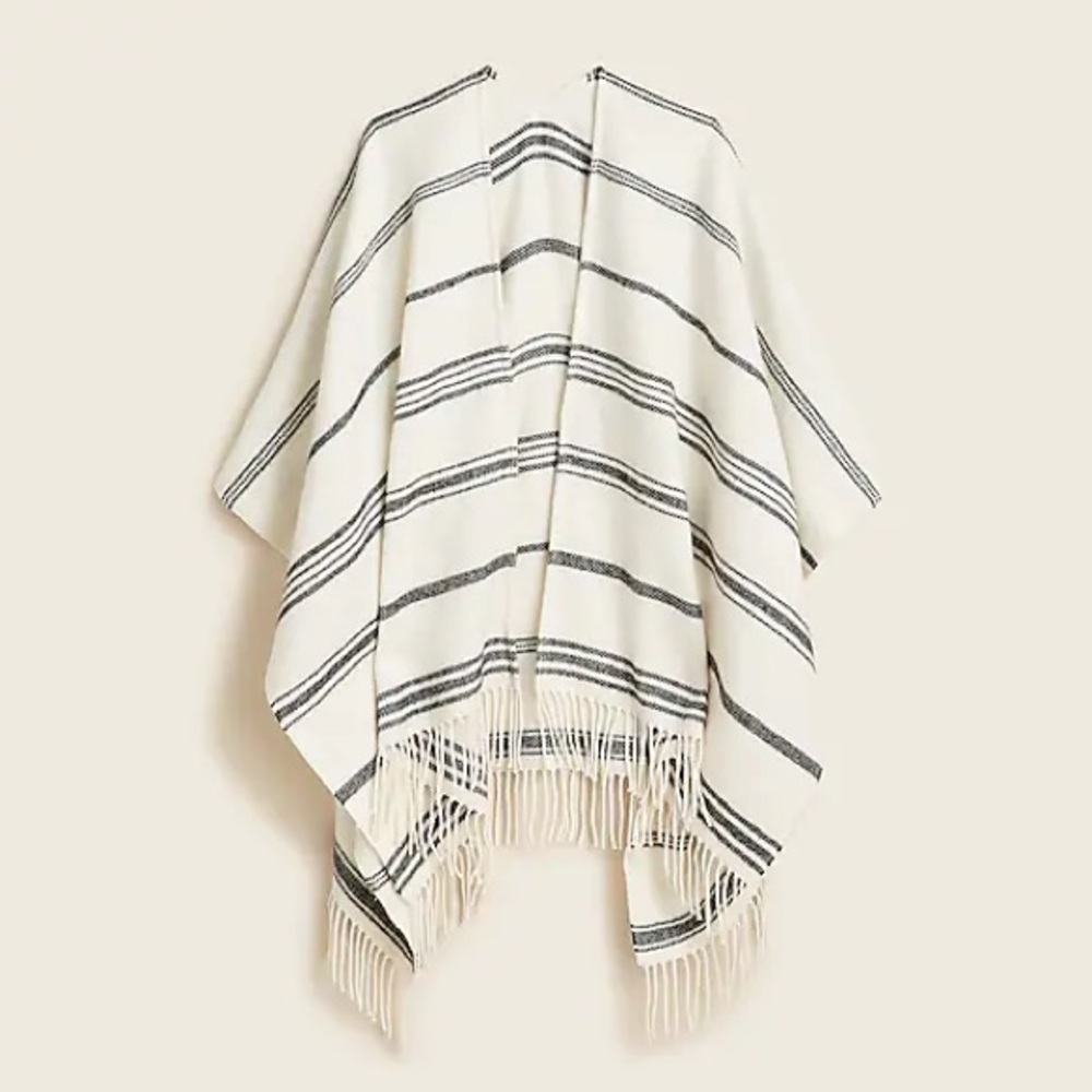 J.Crew Reversible blanket poncho with fringe XS/S BB119